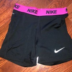 Black w pink band nike compression shorts
